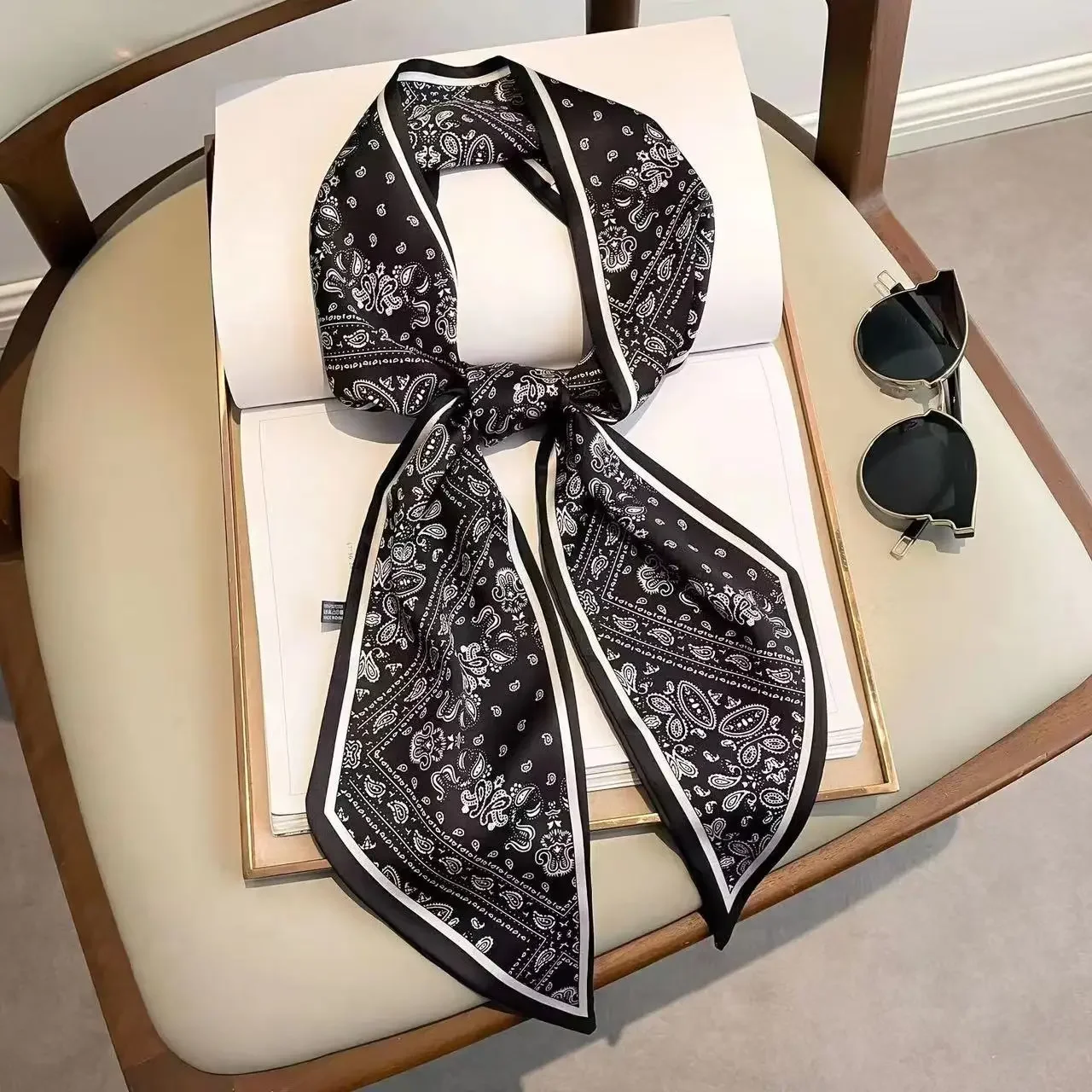 Luxury Bags Made - Design Print Skinny Scarf Plaid Horse
